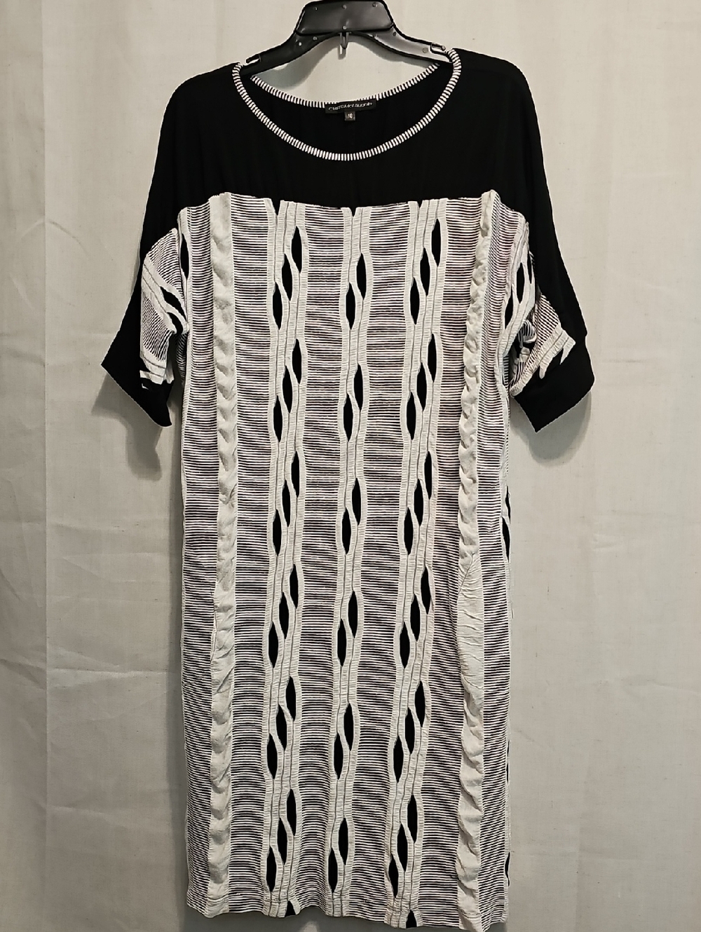 Black and White Patterned Knit Dress